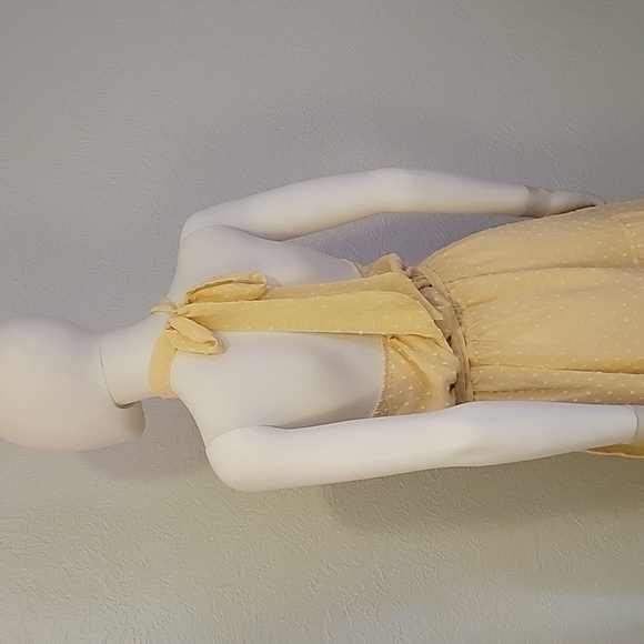 PRETTY GARDEN Ivory Swiss Dot Chiffon Tiered Halter Castlecore Dress - Picture 8 of 15